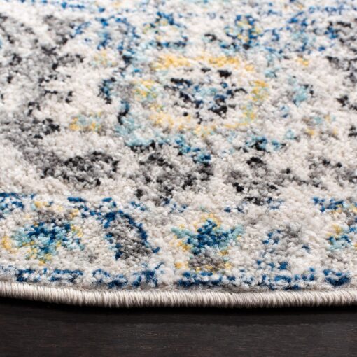 SAFAVIEH Madison Collection 11' Round Turquoise/Ivory MAD603K Oriental Snowflake Medallion Distressed Non-Shedding Dining Room Entryway Foyer Living Room Bedroom Area Rug - Image 4