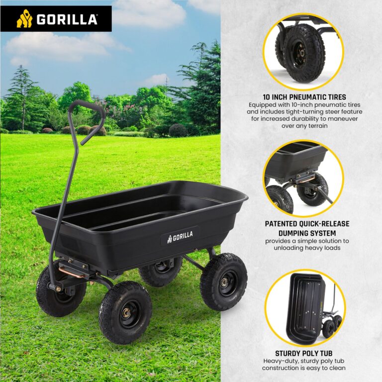 Gorilla Carts Utility Cart with Steel Frame, 600 Pound Capacity, and 10 Inch Tires - Image 8
