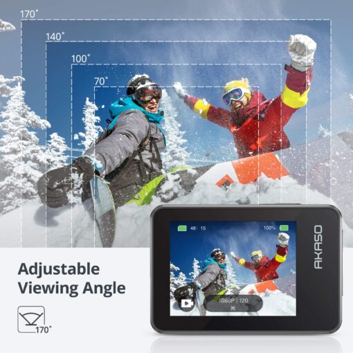 AKASO Brave 7 Action Camera 4K30FPS 20MP with 256GB U3 MicroSDXC Memory Card, Waterproof Camera with Touch Screen IPX8 33FT EIS 2.0 Zoom Support External Mic Voice Control with 2X 1350mAh Batteries - Image 3