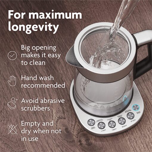Vianté Electric Kettle With Infuser For Loose Leaf. Hot Tea Maker With Temperature Control And Automatic Shut Off. Tea Kettle With Brewing Programs. 1.5 Liters Capacity - Image 3