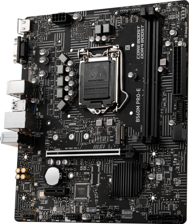 MSI B560M PRO-E ProSeries Motherboard (mATX, 11th/10th Gen Intel Core, LGA 1200 Socket, DDR4, PCIe 4, M.2 Slot, USB 3.2, Gbps LAN) - Image 7