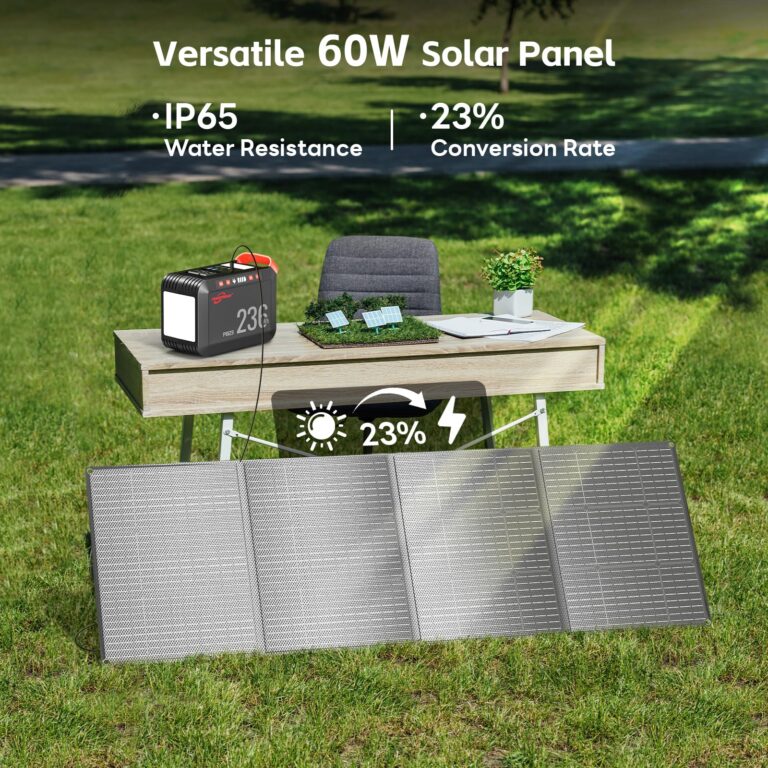 POWSTREAM 300W Solar Generator Power Station - 236Wh Portable Power Station with 60W Foldable Solar Panel Included, Pure Sine Wave Power Supply for Camping Emergency Home Blackout - Image 4