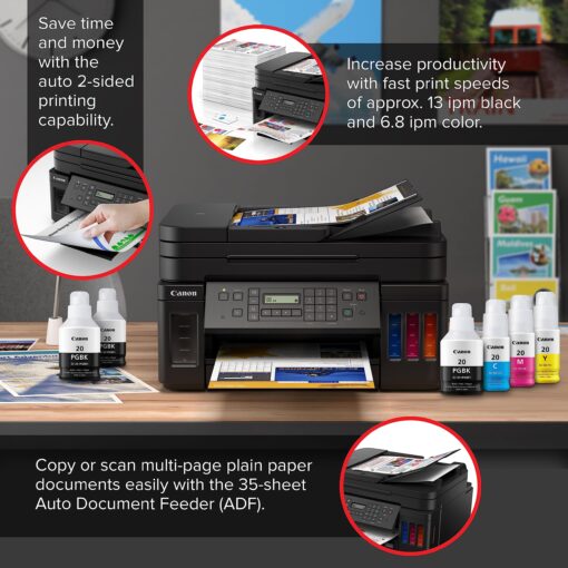 Canon G7020 All-in-One Printer Home Office | Wireless Supertank (Megatank) Printer | Copier | Scan, | Fax and ADF with Mobile Printing, Black, Works with Alexa - Image 6
