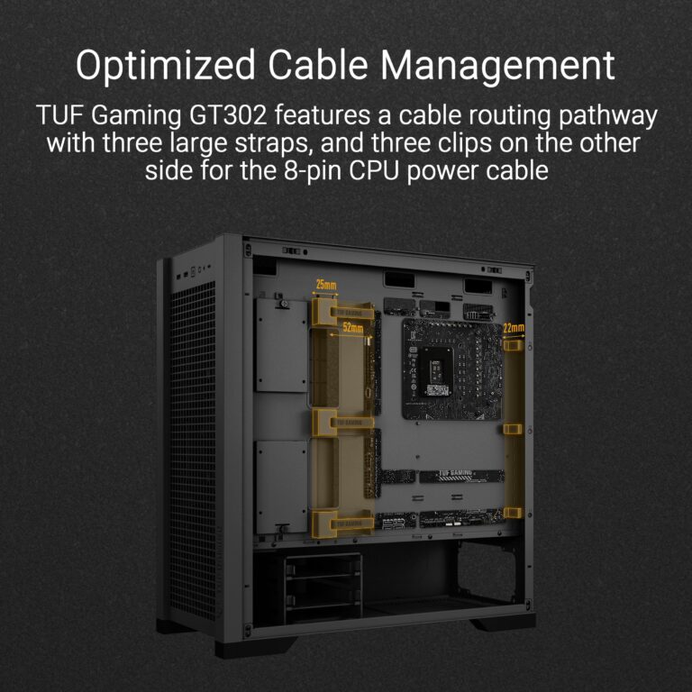 ASUS TUF Gaming GT302 ARGB ATX Mid-Tower Case Four 140 x 28 mm ARGB Fans for high Airflow and Static Pressure, Interchangeable Side Panel, Detachable top Panel, Hidden-Connector Motherboard Support - Image 22