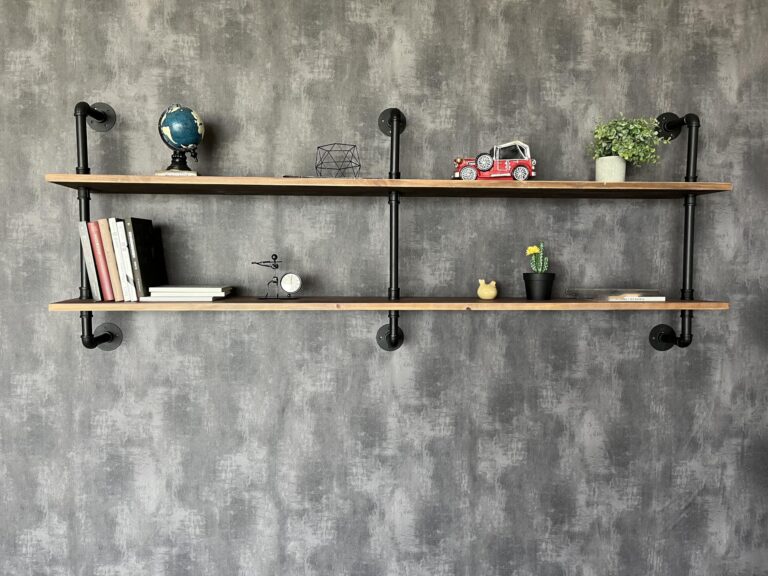 HDDFER Floating Shelves Wall Bookshelf Industrial Pipe Shelving Shelves Real Wood Planks 70 inch Rustic Wall Shelves Hanging Bookshelves Farmhouse Kitchen Bar Shelving