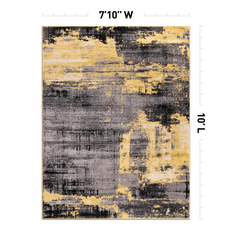 Rugshop Modern Abstract Design Non Shedding Soft Ideal for Living Room,Bedroom,Kitchen Area Rug 7' 10" x 10' Yellow - Image 7