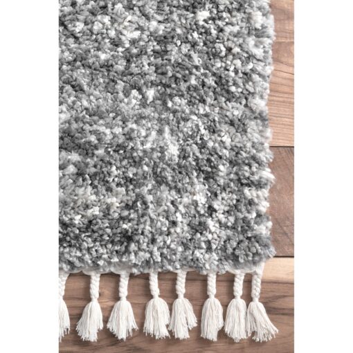 nuLOOM Brooke Shag Tasseled Area Rug - 9x12 Shag Area Rug Casual Grey/Ivory Rugs for Living Room Bedroom Dining Room Nursery - Image 3
