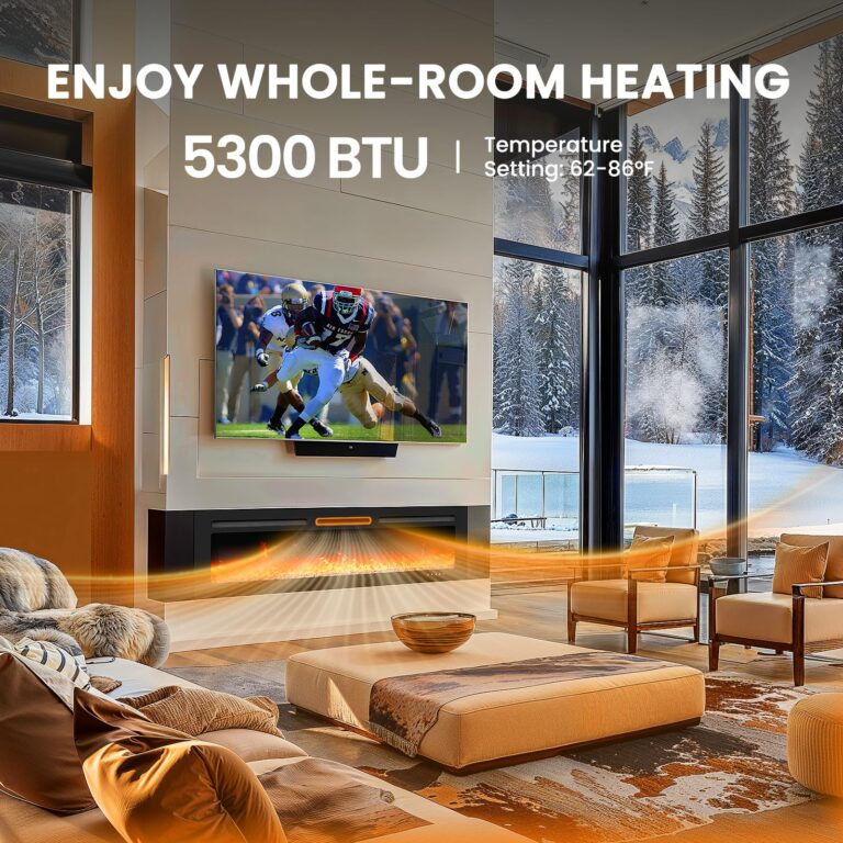Silonn 50″Smart Electric Fireplace Heater with App & Remote Control, 5300 BTU Heat Output, Ultra-Slim Wall-Mounted or Recessed Electric Fireplace Inserts with Timer, 20 Flame Colors,WiFi Enabled - Image 8