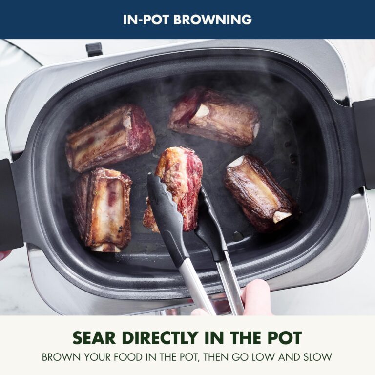 GreenPan Elite 8 - in -1 Programmable 6QT Electric Slow Cooker, Dishwasher Safe Lid & Removable Crock, PFAS-Free Healthy Ceramic Nonstick Multi-Cooker,Sear, Sauté/Brown,Steam Basket,Roast, Oxford Blue - Image 7