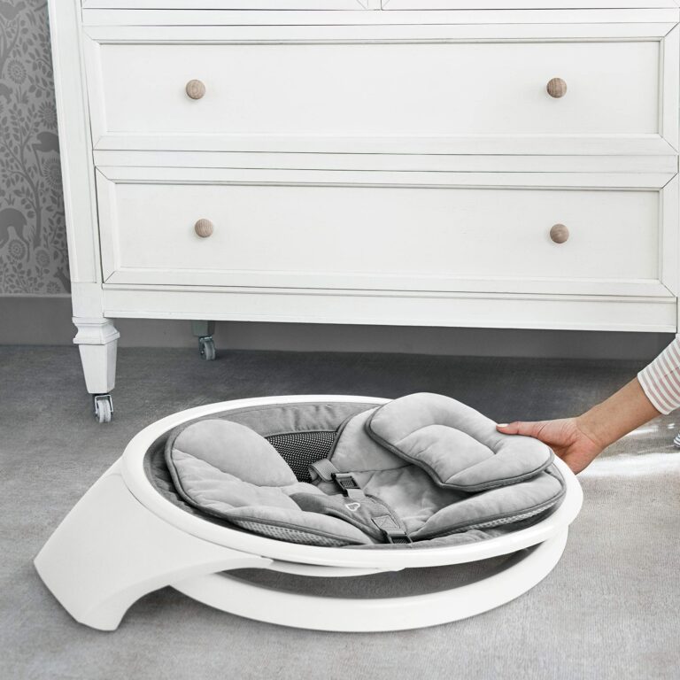 Munchkin Baby Swing, Portable and Lightweight, Bluetooth Enabled Electric Infant Rocker with Natural Sway in 5 Ranges of Motion, Newborn Nursery Essentials, White/Grey - Image 7