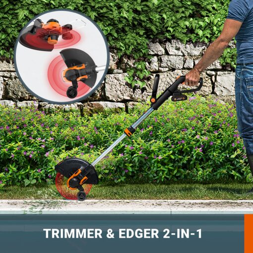 WORX WG163E.9 2-in-1 Wireless Edge Trimmer, 20V WG163E.9, Diameter 30 cm, Transforms into Edging Edging, Removable Handle, Protective Cover, Removable Head 90°, Delivered Without Battery or Charger - Image 17