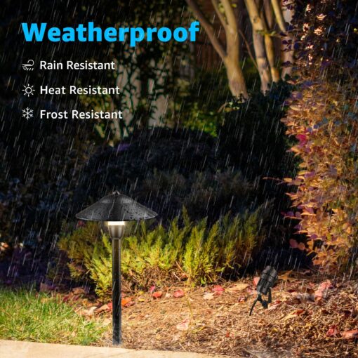SUNVIE LED Landscape Lights Low Voltage Pathway Lights 12V Landscape Lighting Kit Aluminum Low Voltage Landscape Pathway Lights with Stake Waterproof for Walkway Yard Garden, 12 Pack with Connectors - Image 5