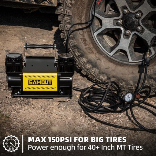 SMAOUT 12V Air Compressor, Offroad Portable Inflator 12.3 CFM, Air Pump Max 150PSI for Heavy-Duty Tire, 4x4 Vehicle, SUV, RV - Image 4