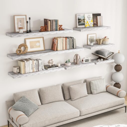 RICHFOCUS 72Inch Floating Shelves for Wall 2 Pack Shelves for Bedroom|Kitchen|Bathroom Wall Mounted Rustic Wood Floating Shelf with Invisible Brackets for Books|Storage|Decor, Rustic - Image 7