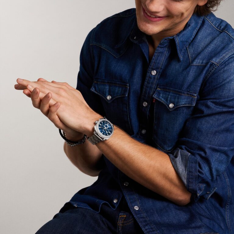 Fossil Men's Machine Chronograph Stainless Steel Watch Silver/Blue - Image 4