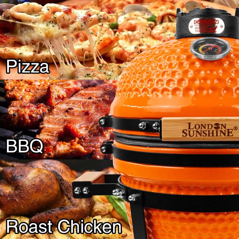 London Sunshine Ceramic Charcoal BBQ Kamado Grill Smoker - Portable Tabletop Cadet Series -Orange - Image 3