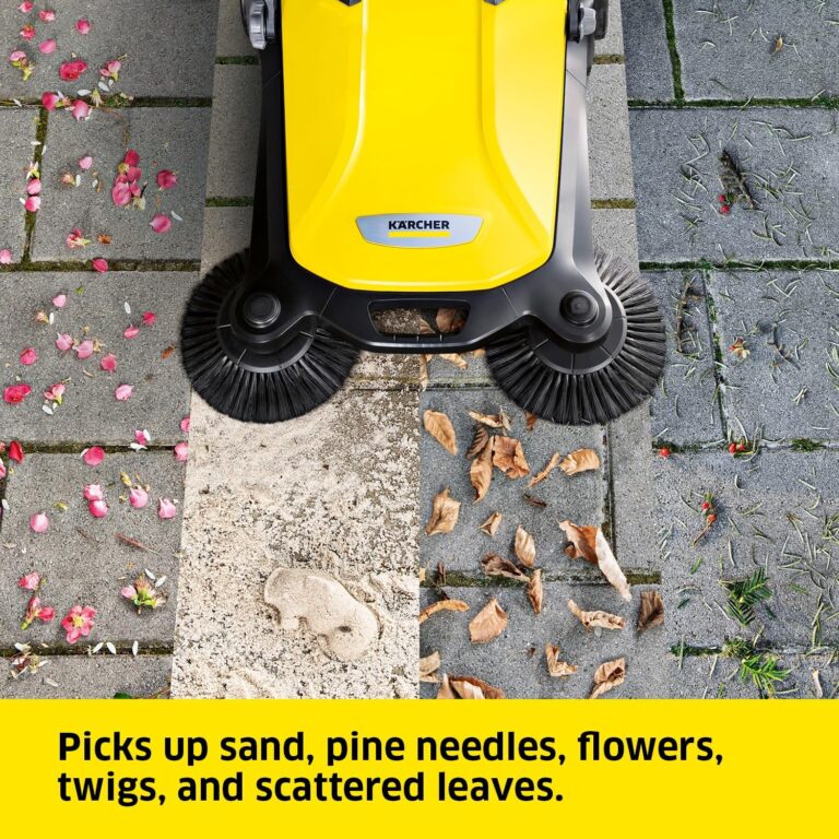Kärcher - S 4 Twin Walk-Behind Outdoor Hand Push Sweeper - 5.25 Gallon Capacity - 26.8" Sweeping Width - Sweeps up to 26,000 ft²/Hour,Yellow - Image 6