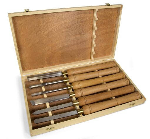 WEN LA3421 3.2-Amp 8-Inch by 13-Inch Variable Speed Mini Benchtop Wood Lathe, Black & CH11 6-Piece Artisan Chisel Set with 6-Inch High-Speed Steel Blades and 10-Inch England Beech Handles - Image 4