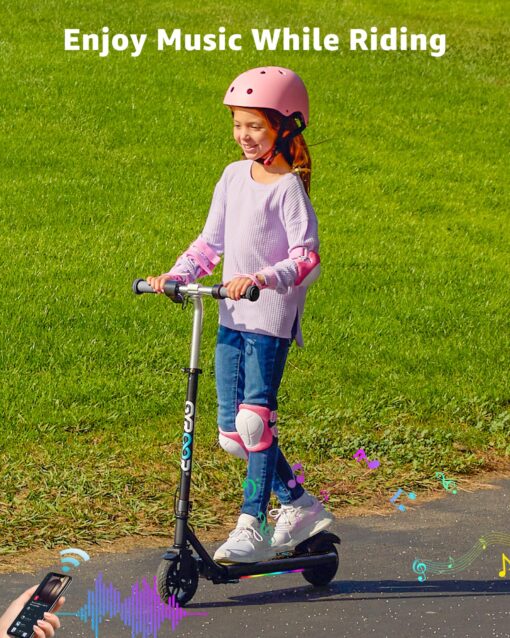Gyroor H30 Max Electric Scooter for Kids Ages 8-12, 150W Powerful Motor, Bluetooth Music, Dual Brake System, Adjustable Height and Speed, Best Gifts for Kids, H30Max-8QY - Image 4