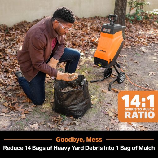 LawnMaster FD1503 Electric Wood Chipper Shredder 15-Amp 1.8-Inch Cutting Diameter Max 14:1 Reduction - Image 3