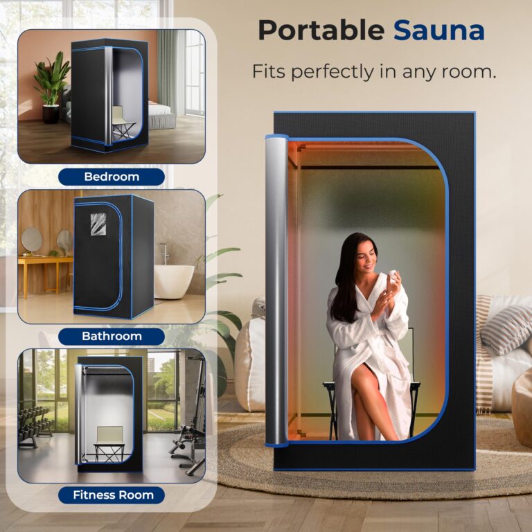 SereneLife Portable Sauna Box for Home, Steam Sauna Tent with Extra Large 4L Steamer - Includes Folding Sauna Chair, Remote Control w/ 9 Heat Levels for in-Home Spa - 2.95' x 2.95' x 5.9' - Image 6