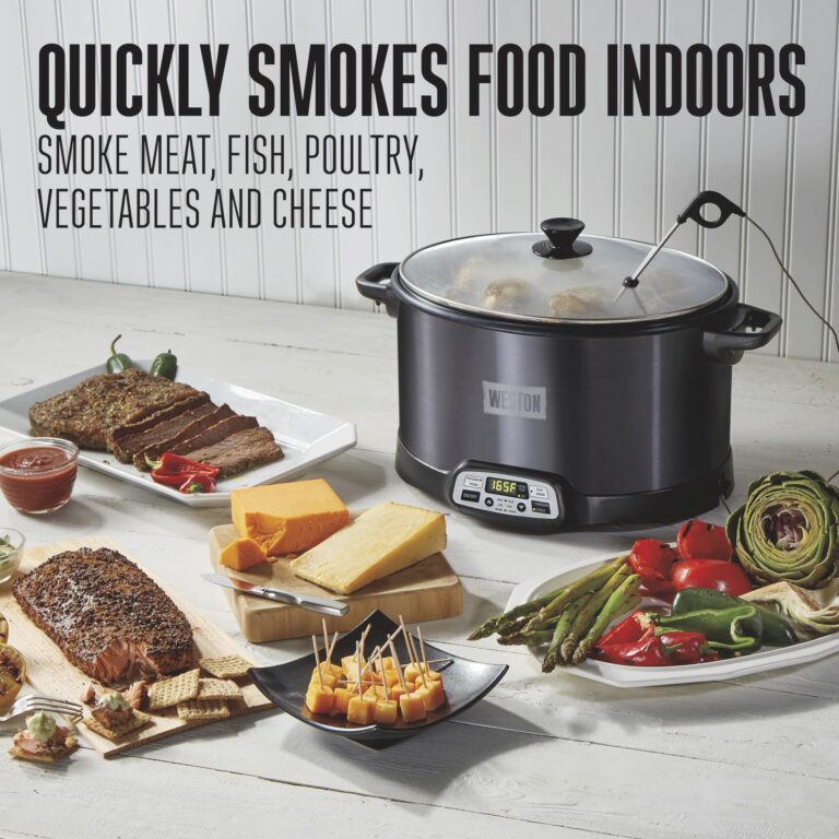 WESTON 2-in-1 Programmable Slow Cooker & Electric Indoor Smoker, 6 Quart, 3-Tier Smoking Rack for Meat, Cheese and More, Dishwasher Safe Crock, Temperature Probe, Includes 16 oz. Party Dipper, Black - Image 8