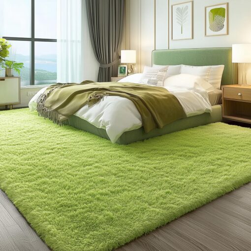 OLANLY 9x12 Machine Washable Large Area Rugs for Living Room, Bedroom, Soft Fluffy Shaggy Bedside Rug, Indoor Floor Carpet for Kids Girls and Boys, Dorms, Nursery, Home Decor Aesthetic, Grass Green - Image 7