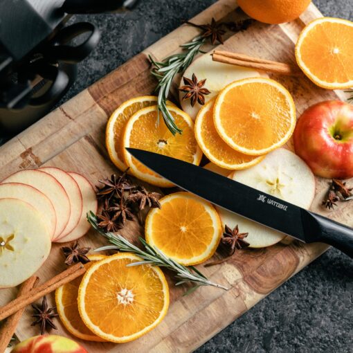 Yatoshi 13 Piece Knife Block - Onyx Black Titanium Nitride Coating- Ultra Sharp High Carbon Stainless Steel - Black Pakkawood Ergonomic Handle - Image 3