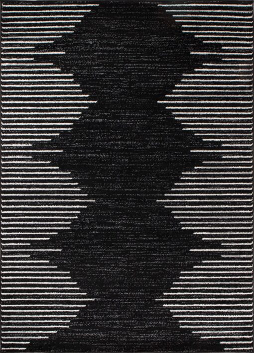 Rugshop Bohemian Stripe Stain Resistant High Traffic Living Room Kitchen Bedroom Dining Home Office Area Rug 8'x10' Black - Image 10