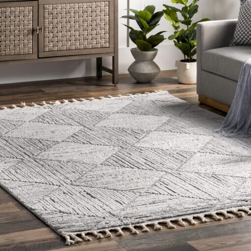 nuLOOM Kerry Geometric 8x10 Area Rug for Living Room Bedroom Dining Room Kitchen, Light Grey - Image 3