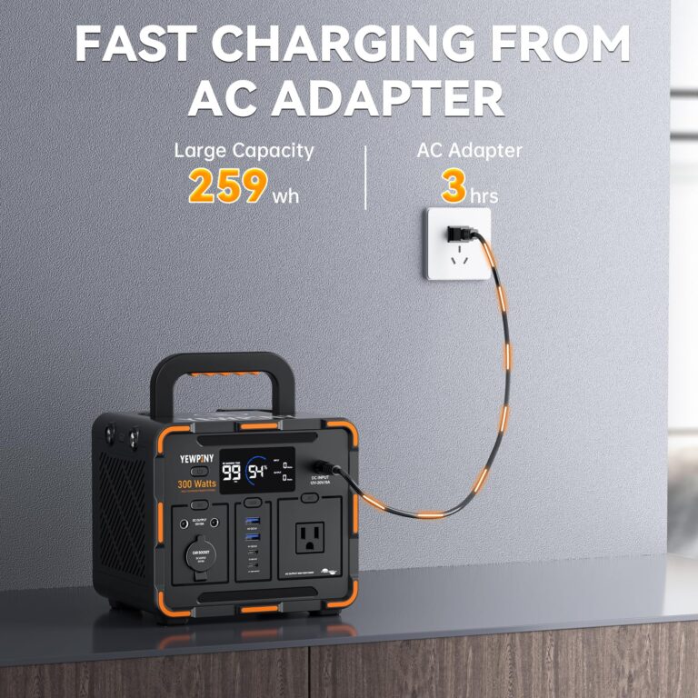 YEWPINY EM300 Portable Power Station, 300W Solar Generator, 259Wh LiFePO4 Battery, USB-C PD 65W, Pure Sine Wave, Wireless Charging for Camping, Outdoor, Emergency - Image 4