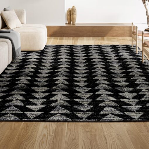 JONATHAN Y MOH206C-5 Aisha Moroccan Triangle Geometric Area Rug, Contemporary, Modern, Scandinavian, Minimalistic for Living Room, Dining Room, Bedroom, Kitchen, Black/Cream, 5 X 8 - Image 5