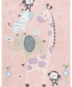 SAFAVIEH Carousel Kids 100 Collection Area Rug - 8' x 10', Blush Pink, Transitional Design, Stain Resistant, Ideal for High Traffic Areas in Living Room, Bedroom & Dining Room (CRK120U-8)
