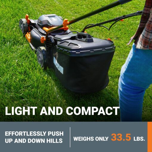 WORX 40V 17" Cordless Lawn Mower for Small Yards, 2-in-1 Electric Mower Cuts Quiet, Compact & Lightweight Push Lawn Mower with 7-Position Height Adjustment – 2 Batteries & Charger Included - Image 8