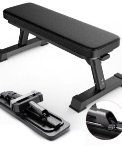 Finer Form Gym Quality Foldable Flat Bench for Multi-Purpose Weight Training and Ab Exercises - Free PDF Workout Chart Included