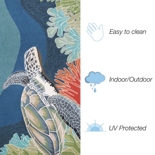 Liora Manne Ravella Indoor Outdoor Rug - Nautical Rug, Sea Life & Ocean Theme Decor, Comfortable & Durable, UV Stabilized, Stain Resistant Rug, Ocean Blue, 2' x 8' - Image 7