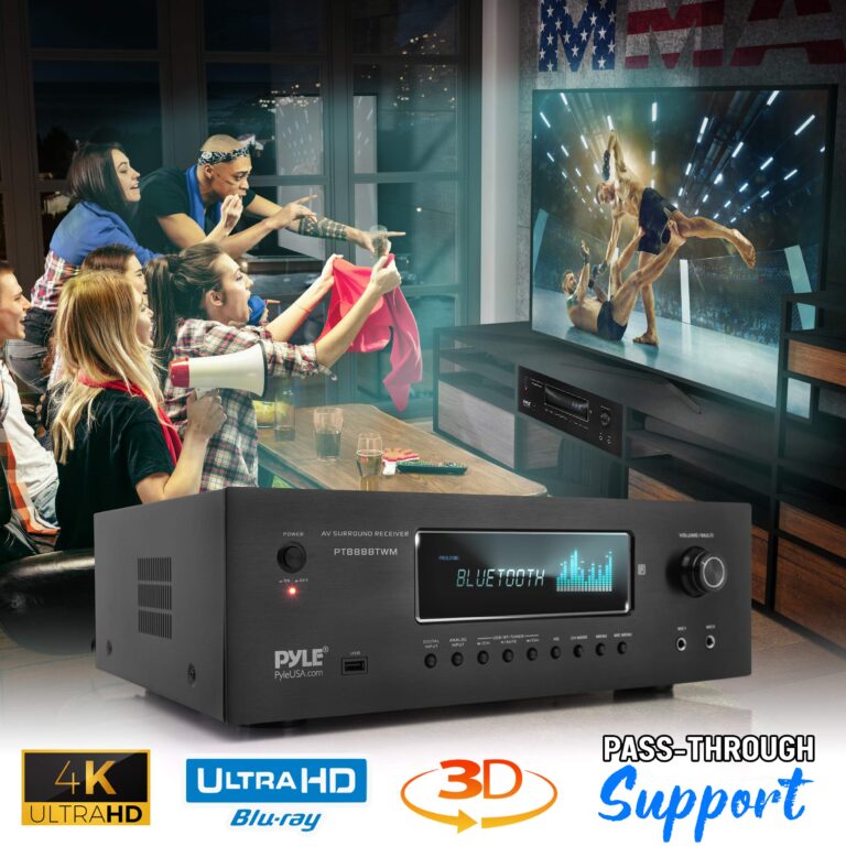 Pyle 1000W Bluetooth Home Theater Karaoke Receiver - 5.2-Ch Stereo Amplifier 2 UHF Wireless Microphone Video Pass-Through Supports, MP3/USB/HDMI/AM/FM Radio - PT888BTWM.5 - Image 4