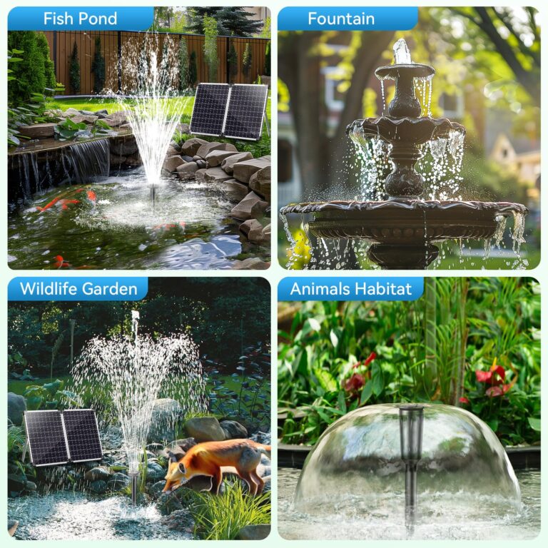 POPOSOAP 55W Solar Fountain Pump for Outdoor Pond, 480GPH Solar Pond Pump with Dry-Run Protection, Solar Powered Water Pump with PVC Tubing, 17Ft Cord for Ponds, Garden, Waterfall, Hydroponics - Image 5