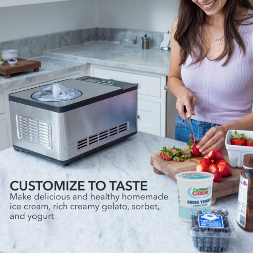 Whynter Ice Cream Maker Machine & Yogurt Automatic 2 Qt. with Built-In Compressor, LCD Digital Display & Timer, No Pre-Freezing, ICM-220SSY, Stainless Steel - Image 6