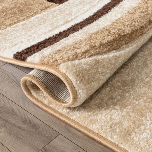 Well Woven Echo Shapes & Circles Ivory/Beige Brown Modern Geometric Comfy Casual Hand Carved Area Rug (7'10inx9'10in) Easy Clean Stain Resistant Abstract Contemporary Thick Soft Plush Living Room - Image 2