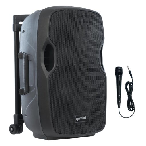 Gemini 12” 1500W Wireless Battery-Powered Bluetooth PA Speaker with Mic & Guitar Inputs, USB/SD/FM – Rugged Pro Audio for Outdoor Events, Instructors & Musicians