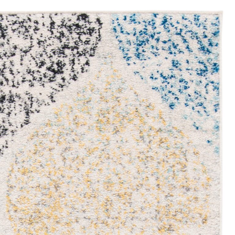 SAFAVIEH Madison Collection 9' x 12' IvoryBlue MAD604D Glam Ogee Trellis Distressed Non-Shedding Living Room Bedroom Dining Home Office Area Rug - Image 3