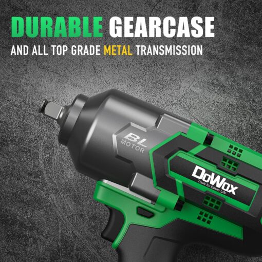 DOWOX Cordless Impact Wrench 1/2 Inch, High Torque 1200 Ft-lbs Brushless Impact Gun, 20V Power 4.0 Ah Battery, Fast Charger, 5 Pcs Sockets and Tool Box Kit - Image 5