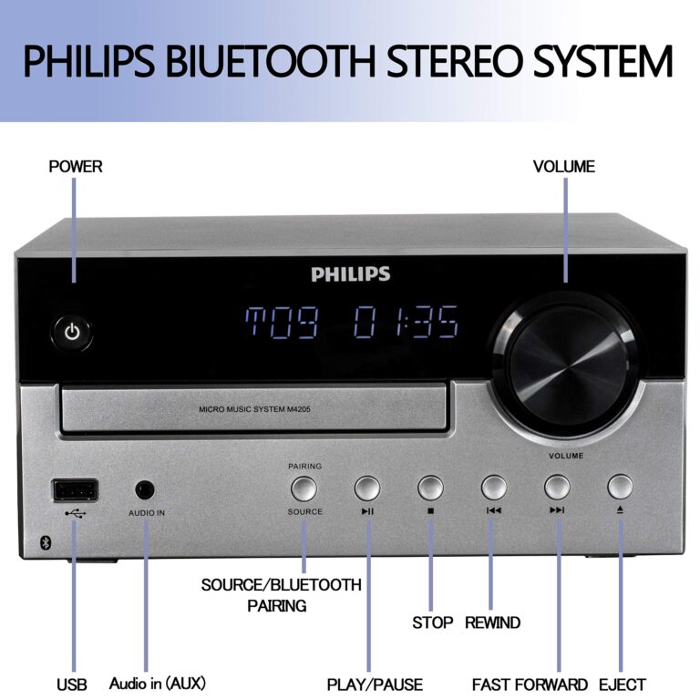 PHILIPS Bluetooth Stereo System for Home with CD Player, MP3, USB, Audio in, FM Radio, Bass Reflex Speaker, 60W, Remote Control Included - Image 3