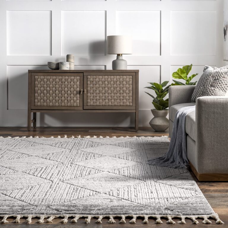nuLOOM Kerry Geometric 8x10 Area Rug for Living Room Bedroom Dining Room Kitchen, Light Grey - Image 2