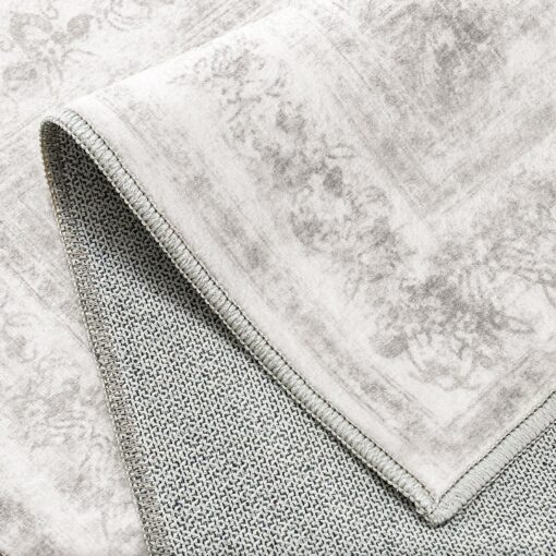 PureCozy Vintage Area Rug 9x12 Indoor Living Room Light Gray Washable Medallion Large Carpet Traditional Retro Accent Throw Rug Low Pile Non Slip Distressed for Kitchen Office Dining Room Bedroom - Image 3