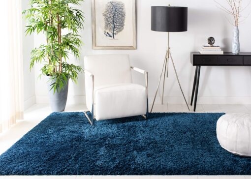 SAFAVIEH Fontana Shag Collection Area Rug - 9' x 12', Blue, Solid Design, Non-Shedding & Easy Care, 2-inch Thick Ideal for High Traffic Areas in Living Room, Bedroom (FNT800M) - Image 2