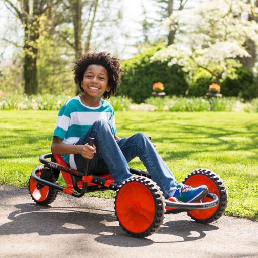 YBIKE Explorer Pedal Car - 3-Wheel Go Kart for Kids, Ride On Toys for Girls and Boys, Ages 4 & Up, Steer with Handles, Adjustable Frame & Seat, Up to 155 lbs, Red & Black - Image 5