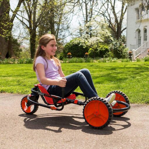 YBIKE Explorer Pedal Car - 3-Wheel Go Kart for Kids, Ride On Toys for Girls and Boys, Ages 4 & Up, Steer with Handles, Adjustable Frame & Seat, Up to 155 lbs, Red & Black - Image 3