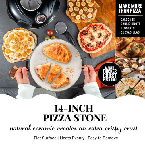 PIEZANO 14 Inch Large Crispy Crust Pizza Oven by Granitestone – Family Sized Electric Pizza Oven Indoor Countertop Maker with Stone Heats up to 800˚F for Stone Baked Pizzeria Style at Home - Image 5